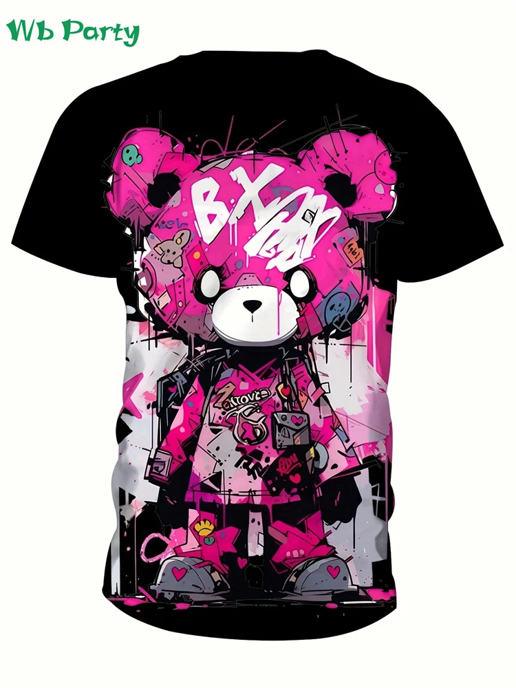 Fashion Bear Graphic T Shirts Summer Man Clothes O-Neck Men's Short Sleeve Tee Simple Y2k Clothes Breathable 3D Men's Clothing image 4