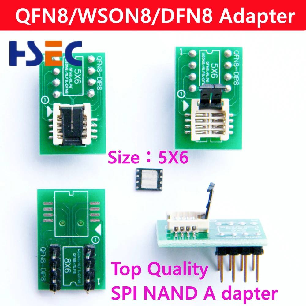 QFN8 WSON8 MLF8 MLP8 DFN8 to DIP8 adapter 6x5 8X6mm socket tl866ii T48 T56 RT809H rt809f CH341A  ezp2023 2019 nand programmer