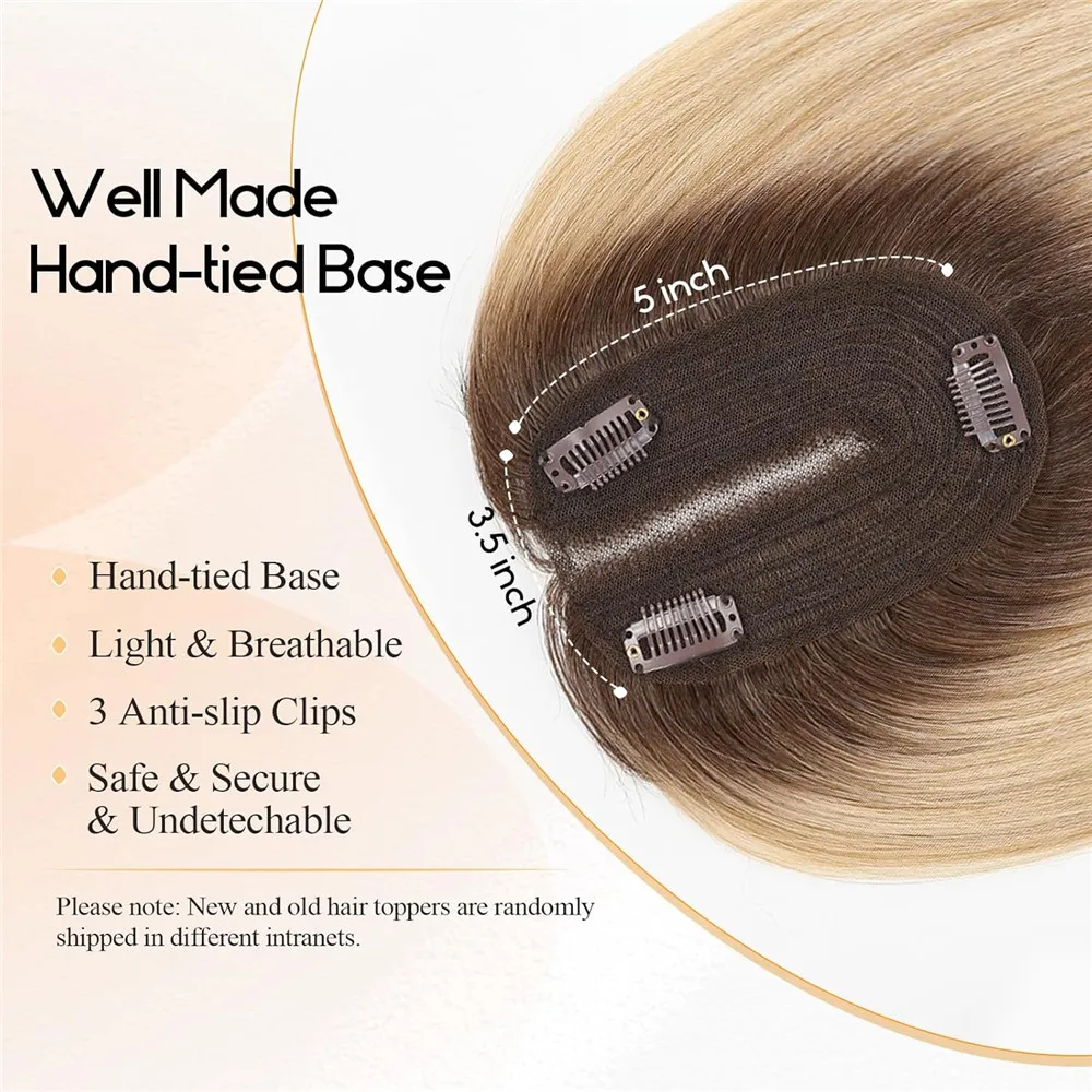 GEMMA 14 بوصة الشعر الاصطناعية القبعات العالية 5 "× 3.5" قاعدة منسوجة يدويا لتخفيف مقاطع الشعر في خصلات الشعر للنساء المظهر الطبيعي