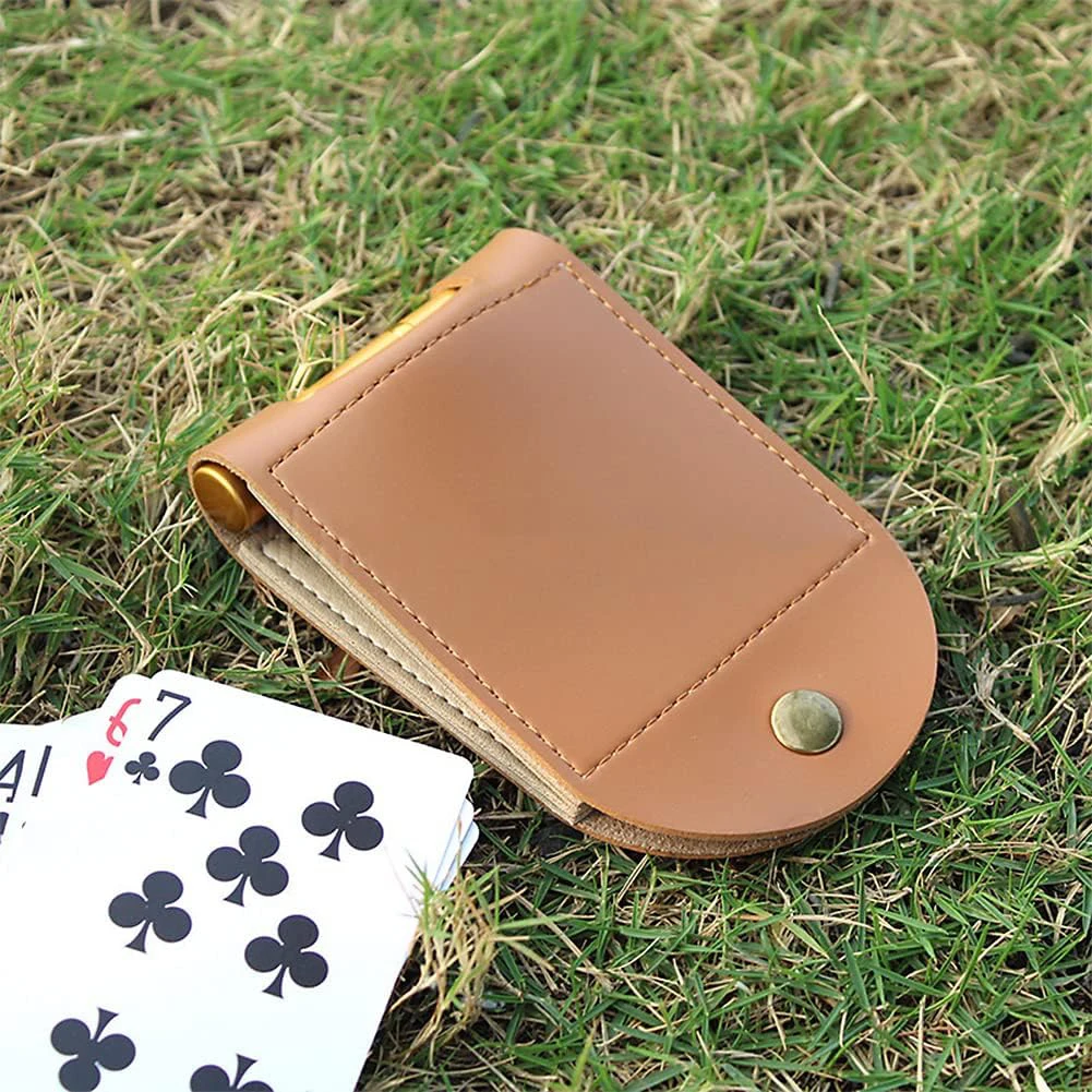 Portable Leather Cribbage Board Game Set, Complete with 2 Track Board, 4 Pegs, and Storage Tank, Perfect Travel Companion