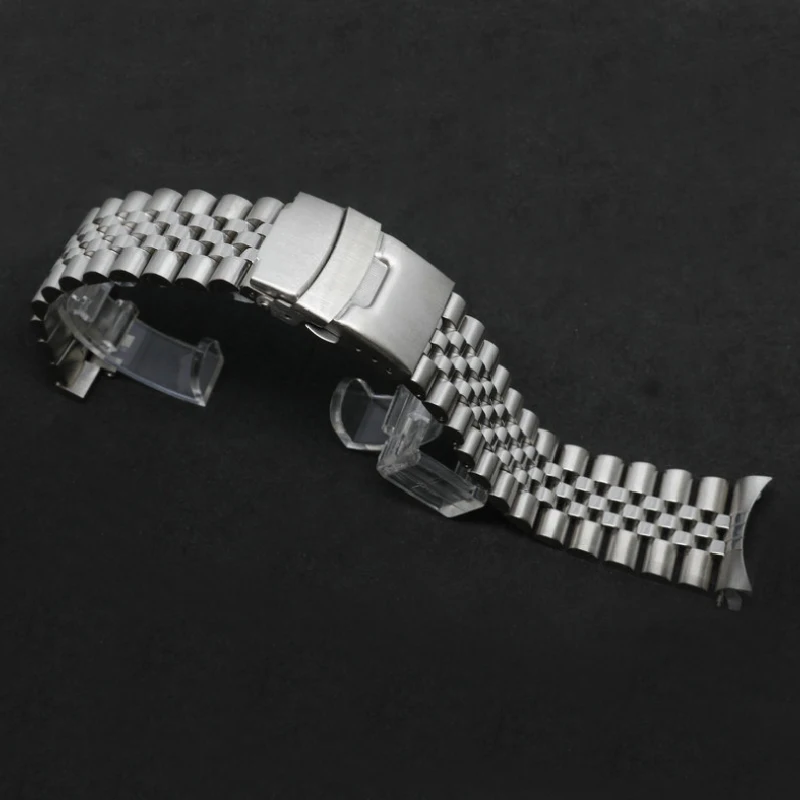 18/19/20/21/22mm Curved End Stainless Steel Watch Band Silver Black Metal Strap Bracelet Women Men reloj for Spring Bars