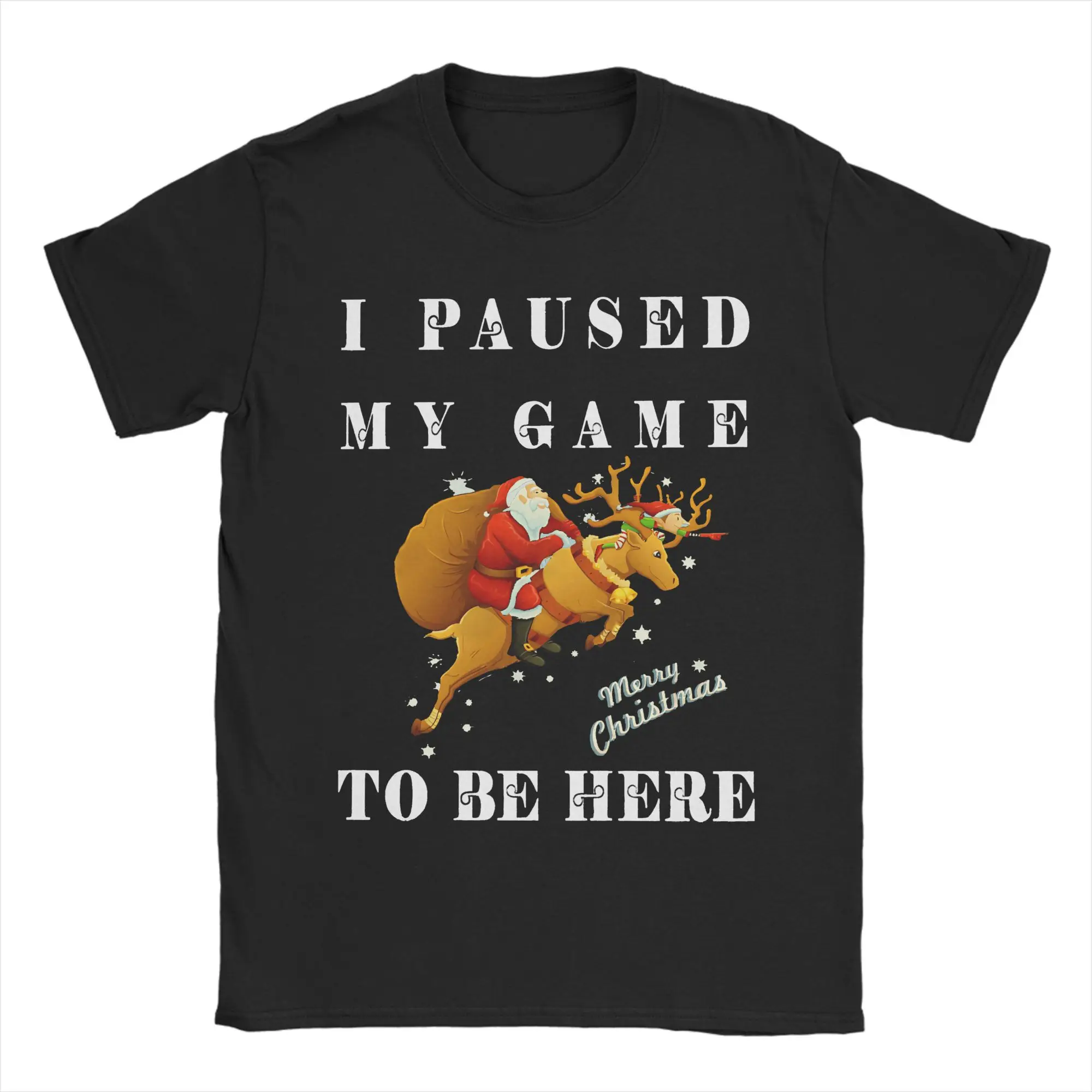 

I Paused My Game To Be Here Cotton T-Shirt For Men's Summer Vintage T Shirts O Neck Trendy Cool Tees Oversized Design Clothing