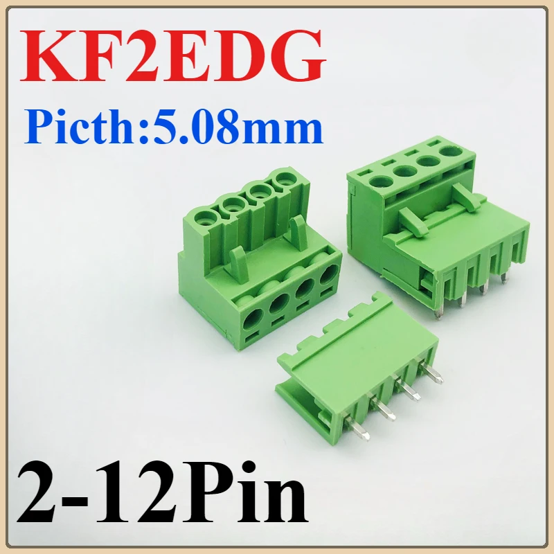 

2Sets KF2EDG 5.08mm 2EDG Terminal Block 2/3/4/5/6-16P Screw Plug-in PCB Terminal Block Open Pin Male/Female Pluggable Connector