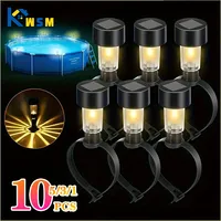 1-10PC Solar Pool Light Hanging LED Cylinder Lamp for Above Ground Pool Outdoor Garden Decoration Waterproof Warm White IP44 Use