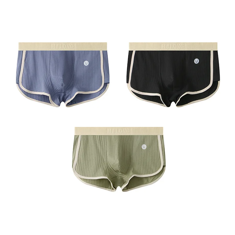 3 STKS heren Vier Seizoenen Onderbroek Slanke Slipje Mid-Taille Eenvoudige Ademende Comfortabele Boxershorts Verticale Streep Zachte Panty