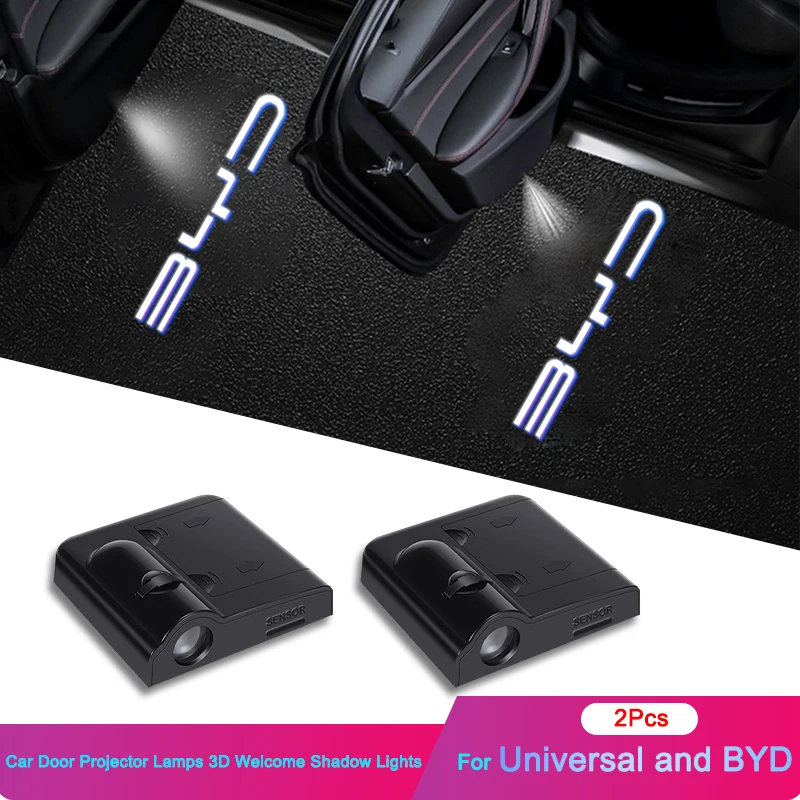 2Pcs LED Car Door Logo Projector Ghost Shadow Welcome Lights For BYD Atto 3 Dolphin Song F0 Qin Pro G3 I Han Tang EV F3 E6 Dmi