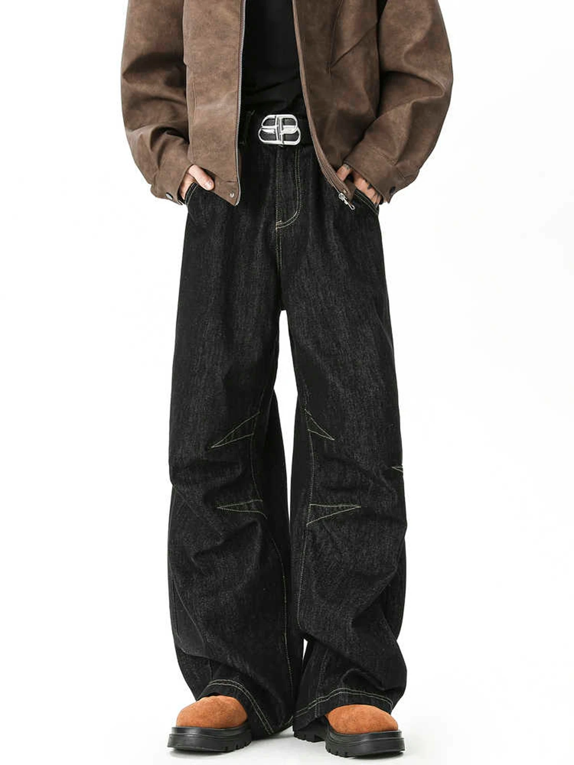 

Women's Black Gothic Y2k Emo Jeans Harajuku Vintage Baggy Wide Leg Denim Trousers Japanese 2000s Style Oversize Jeans Pants 2025