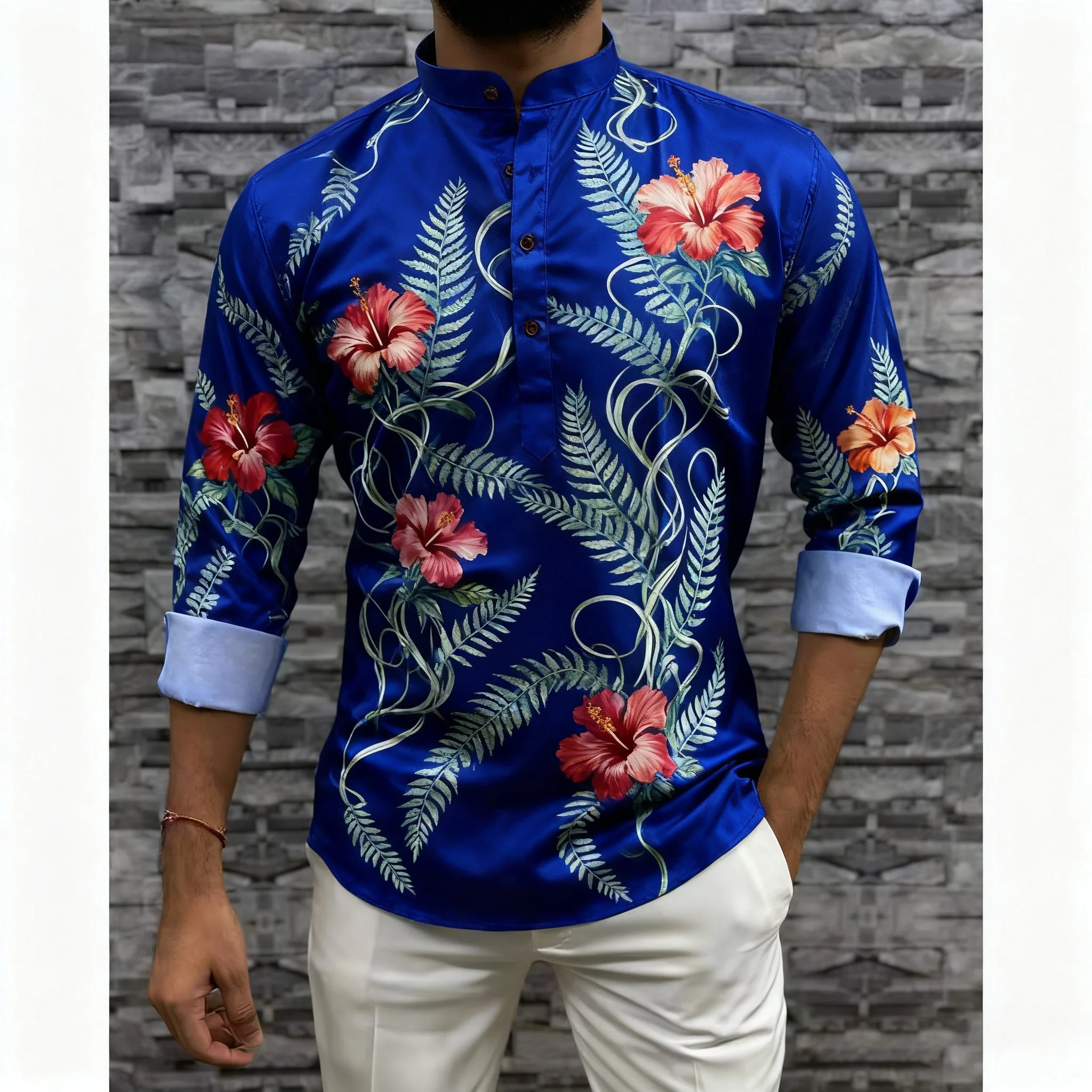 قميص مسلم قفطان دبي رداء رجالي بأكمام طويلة نمط عرقي الوقوف طوق الملابس العربية Camicia Araba Ropa Arabe De Hombre #3