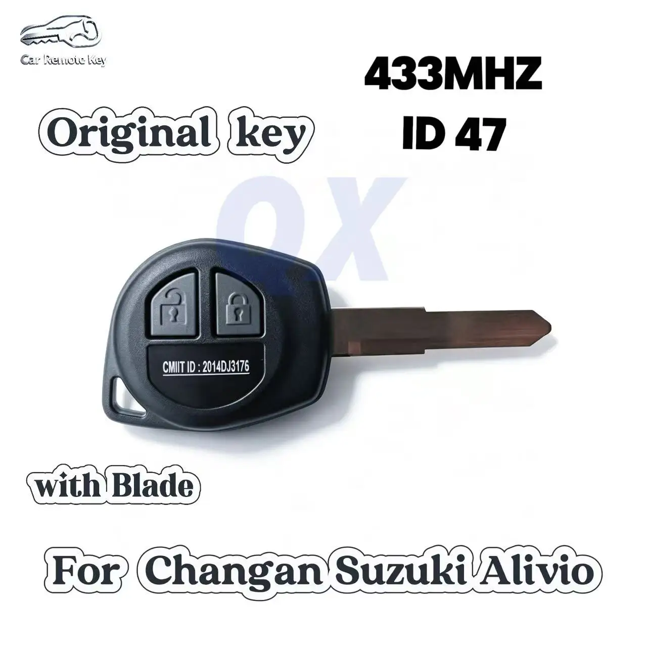 Original Straight Remote Car Key Compatible with Changan Suzuki Alivio, Vitara, ID47 Chip, 433MHz
