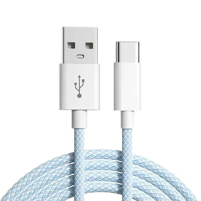 6A USB A to Type C Fast Charging Cable Data Transfer Cord 1M / 2M Multi Pastel Color Portable Charging Wire，Micro 0.3m Cable