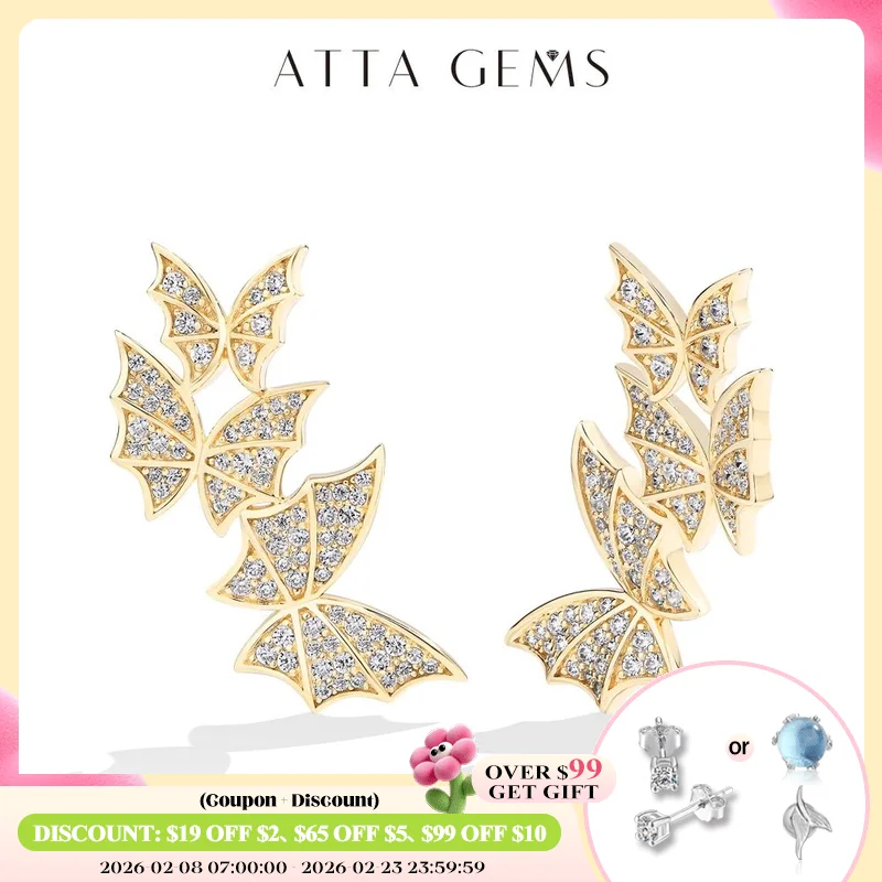 

ATTAGEMS Fashion Exquisite Butterfly Moissanite Earrings for Women DVVS1 S925 Sterling Silver Anniversary Jewelry New Year Gifts