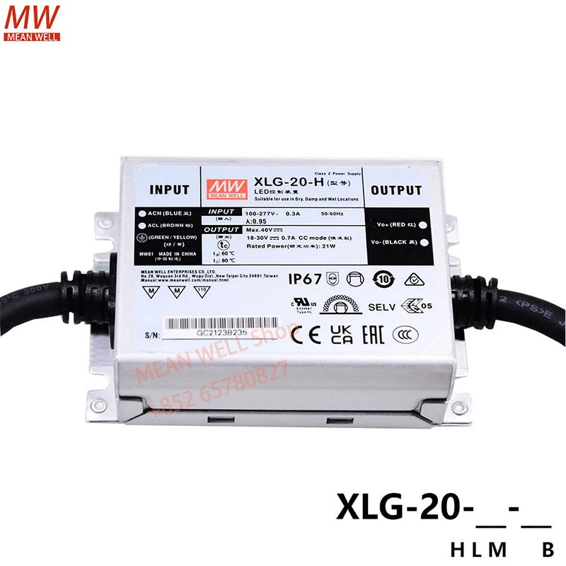 Original MEAN WELL 21W Constant Current Mode LED Driver Switching Power Supply XLG-20-H-B XLG-20-L-B XLG-20-M-B