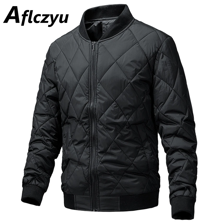 

Autumn Winter Thick Jacket Men Solid Color Baseball Jacket Fashion Casual O-neck Jackets Coats Black Outerwear