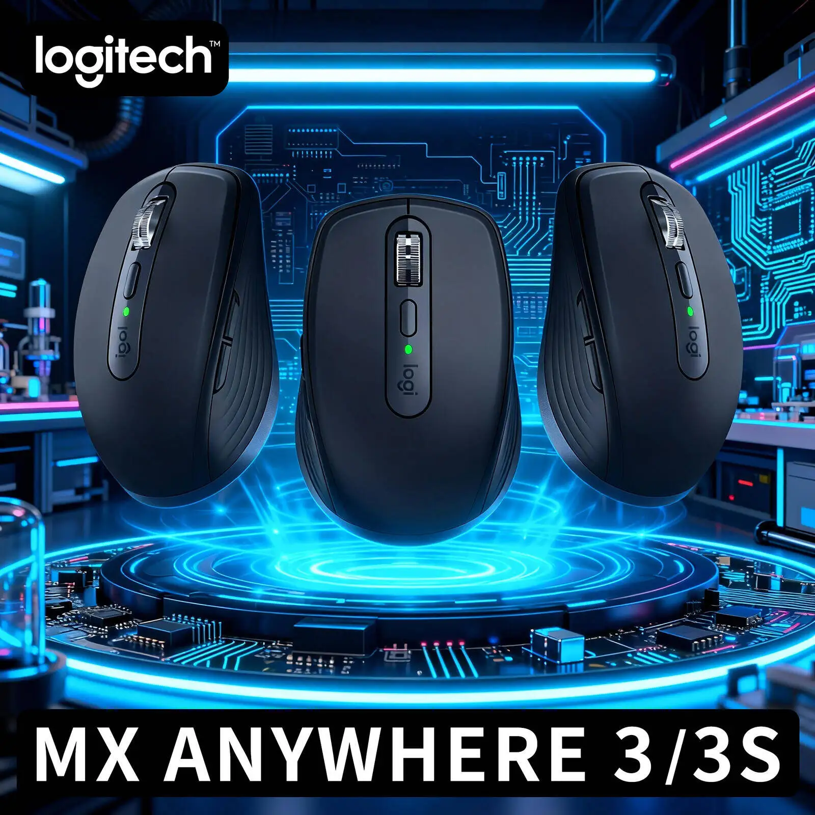 Ergonomic MX Anywhere 3S Mouse - 8K DPI Hyper-Scroll Wheel Anti-Slip Grip Ideal for Beauty Retail Online Course E-learning Desk