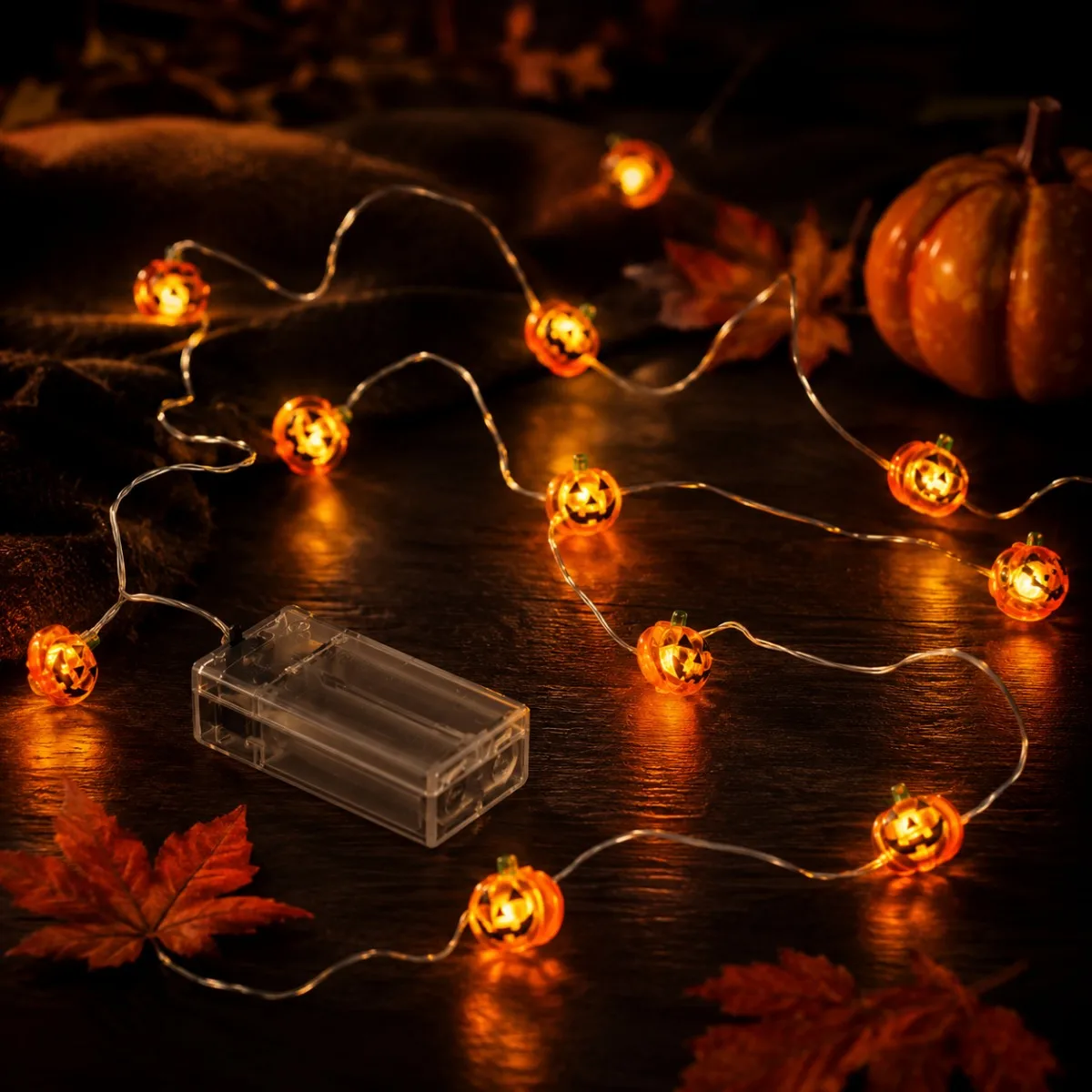 1PC 3D Purple Bat White Ghost Halloween Pumpkin LED String Lights Copper Wire Fairy Light For Outdoor Spooky Holiday Party Decor