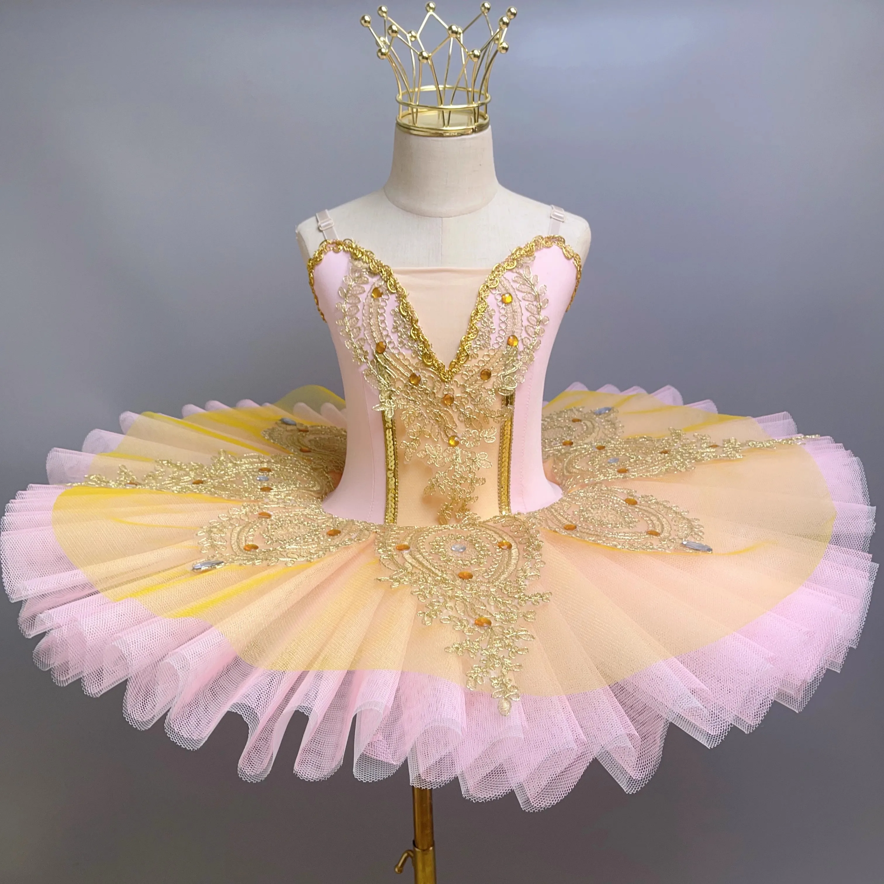 Children tutu girls professional performance clothing TUTU skirt sleeping beauty little swan peach color children's pe