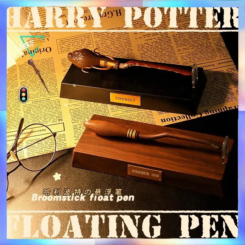 Harry Potter Flying Broom Suspension Pen Rocket Floating Pen Anime Figure Room Ornament Model Collection Handmade Birthday Gifts