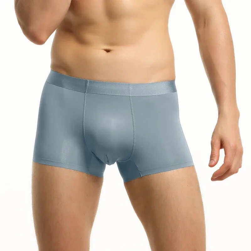 5PCS Men's underwear, ice-silk seamless straight-leg pants, comfortable, breathable, sporty and personalized short underpants