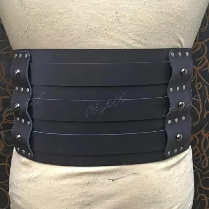 Medieval Viking Pirate Leather Armor Belt Steampunk Waist Guards Vintage Buckle Waistband Men Costume Accessory For Larp Cosplay