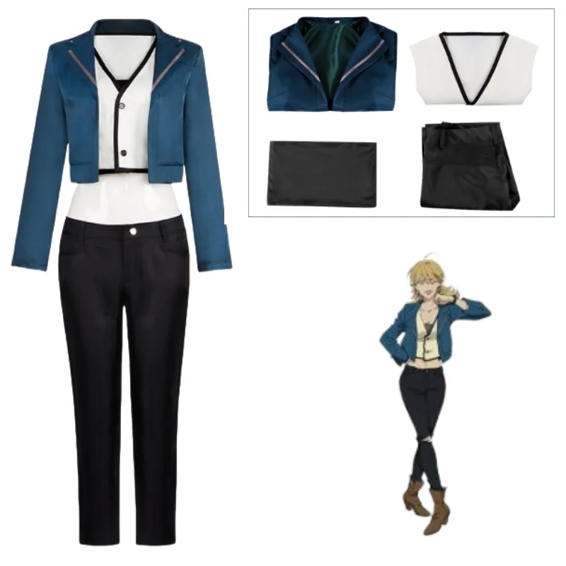 

Christine Cosplay Costume Anime Lazarus Blue Jacket Pants Outfit Halloween Party Uniform for Women Girls Carnival Suit