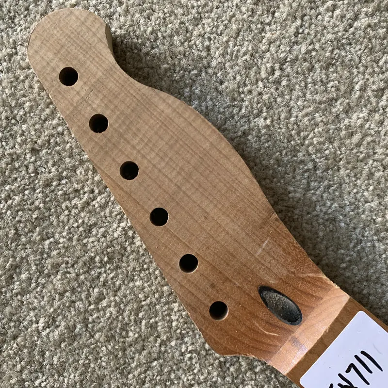 IN711 Roasted Maple Semi Finishing Tele Guitar Neck No Frets for TL Guitar DIY 6 Strings Black Dot Inlay RIGHT Hand