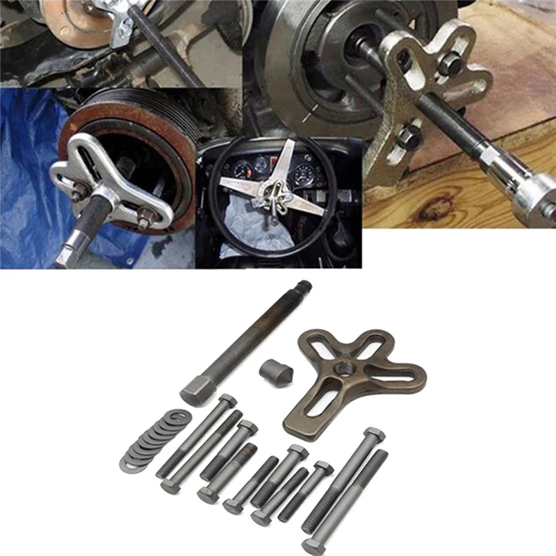 Rare 13 PCS Auto Steering Wheel Puller Harmonic Balancer Disassembly Removal Tool Set