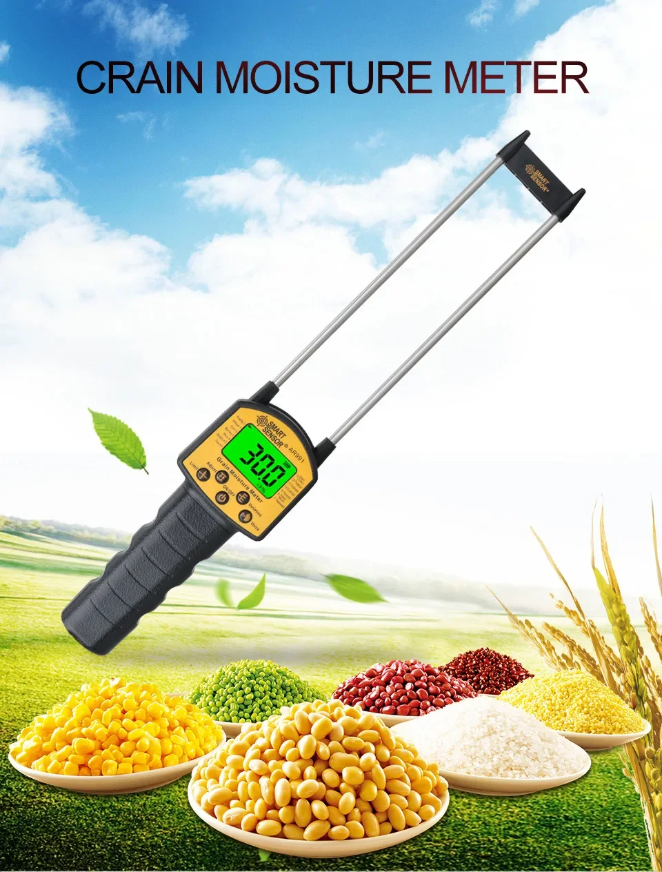 Bean Peanut Grain Measurement Moisture Tester AR991 Professional Digital Grain Moisture Meter for Corn Wheat Rice