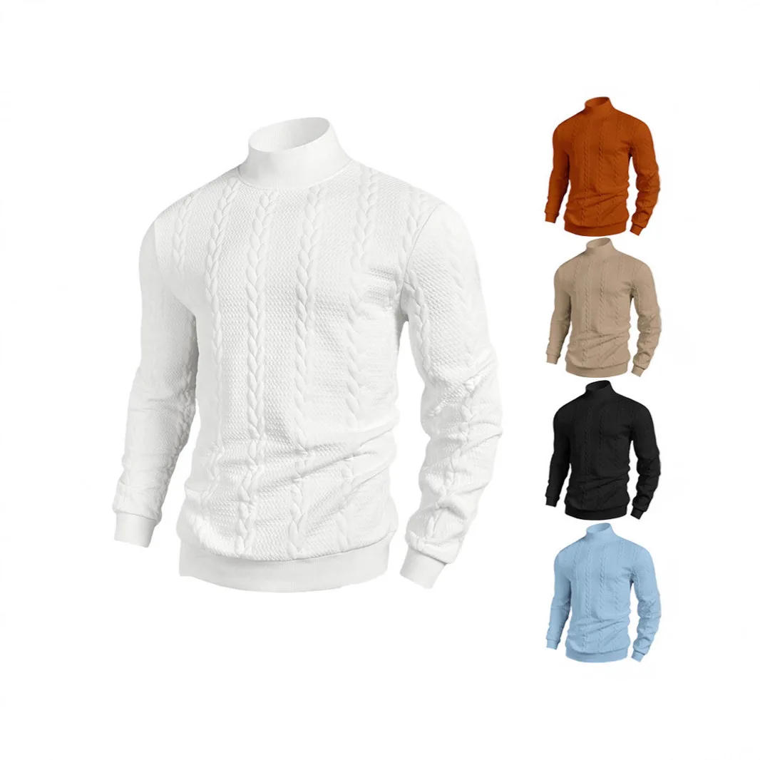 

Thickened High Collar Men's Knitted Sweater Fashionable Autumn Winter New Style Twist Head Men's Sweater Casual Urban Style