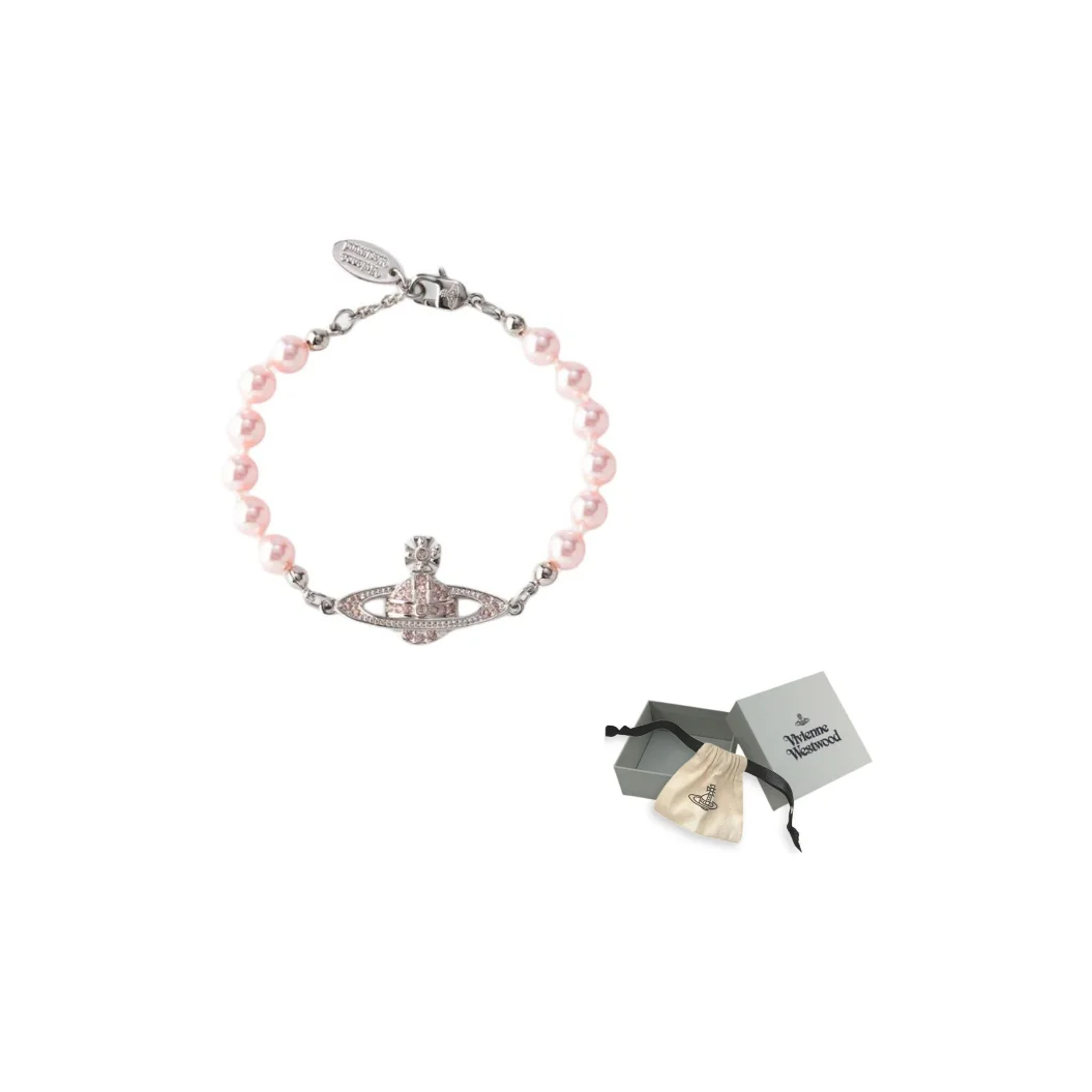 

Vivienne Westwood Rhinestone Bracelets Women's Silver/Pink 1205999507-071