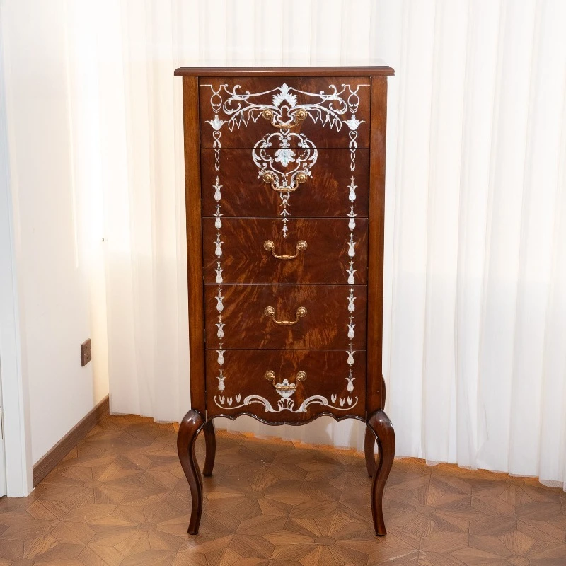 Mahogany Tall Wood Drawer Cabinet Home Furniture Carved Locker Living Room Solid Wood Side Cabinet