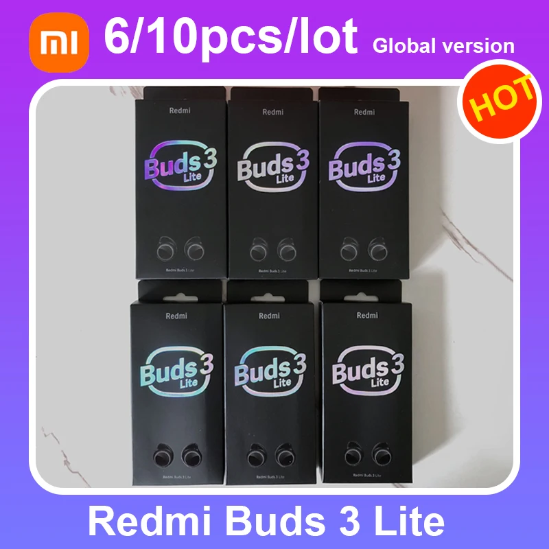 3/6/10pcs Xiaomi Redmi Buds 3 Lite Earbuds TWS Ture Wireless Headphones with Microphone Fone Bluetooth Headphones Buds 3 Headset