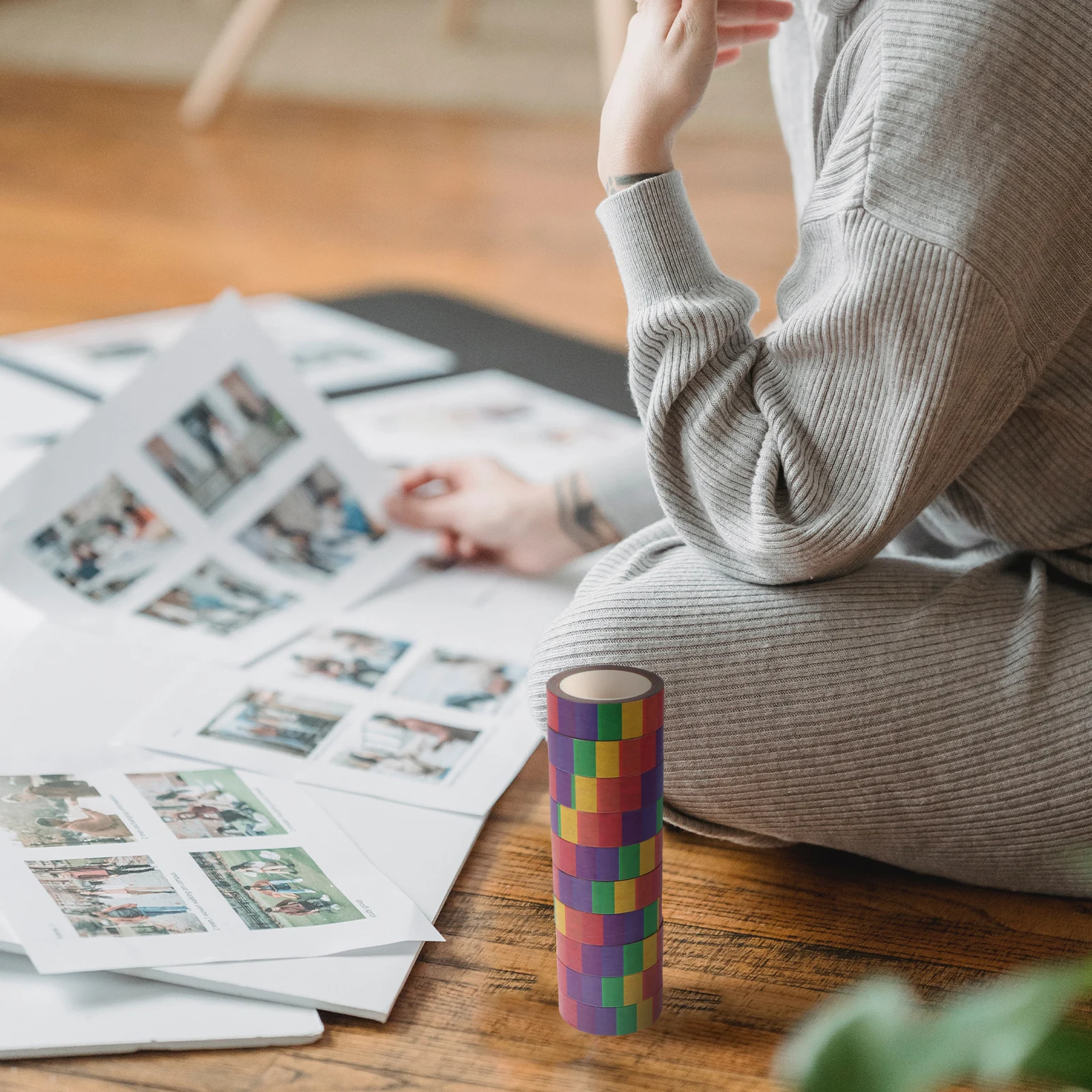 

10 Rolls Washi Tapes Rainbow Pattern DIY Art Crafts Scrapbooking Planner Journal Decorative Stickers Washi Tapes