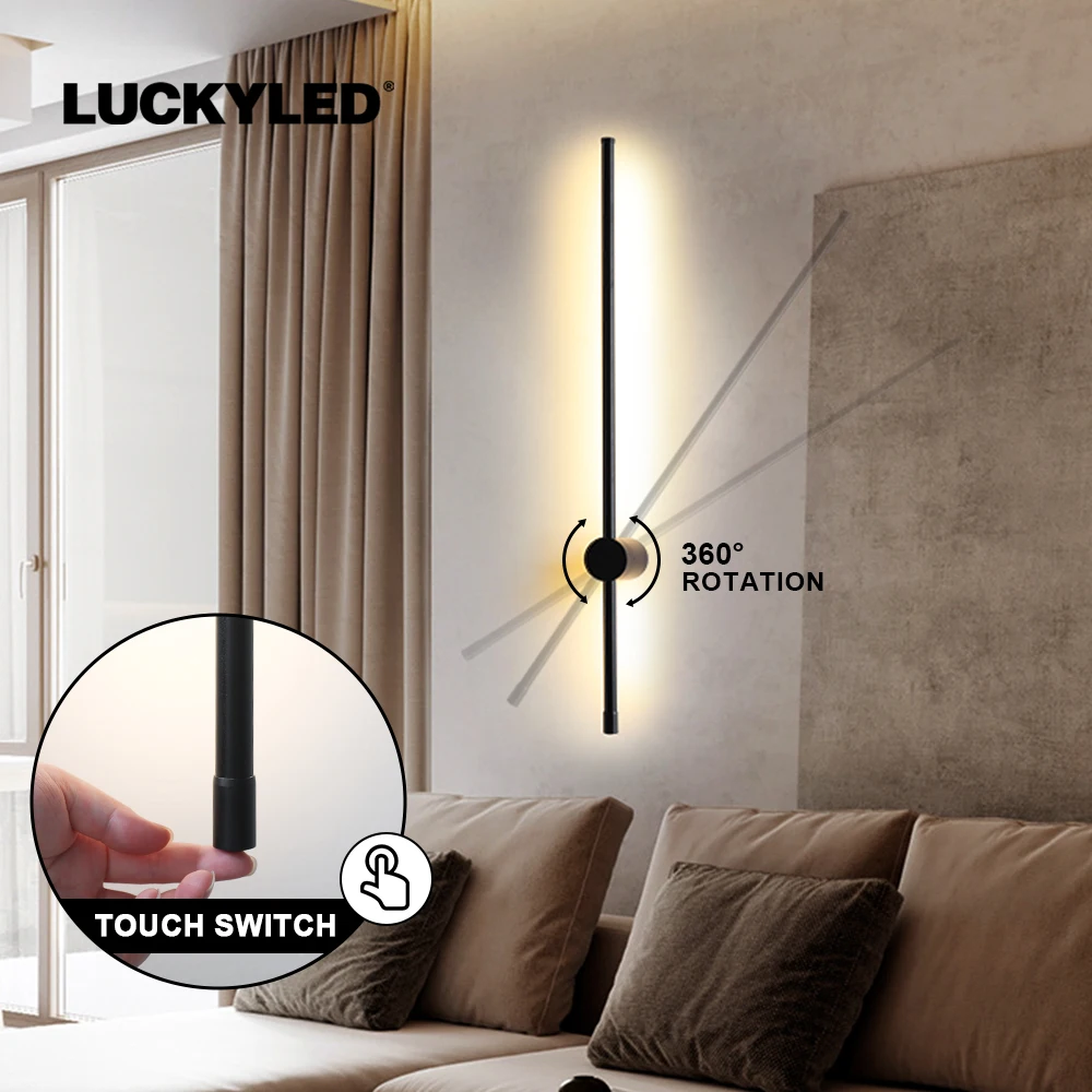 LUCKYLED Modern Indoor Wall Light Remote Control 3 Color Dimming Wall Lamp Decor for Bedroom Living Room LED Wall Sconces