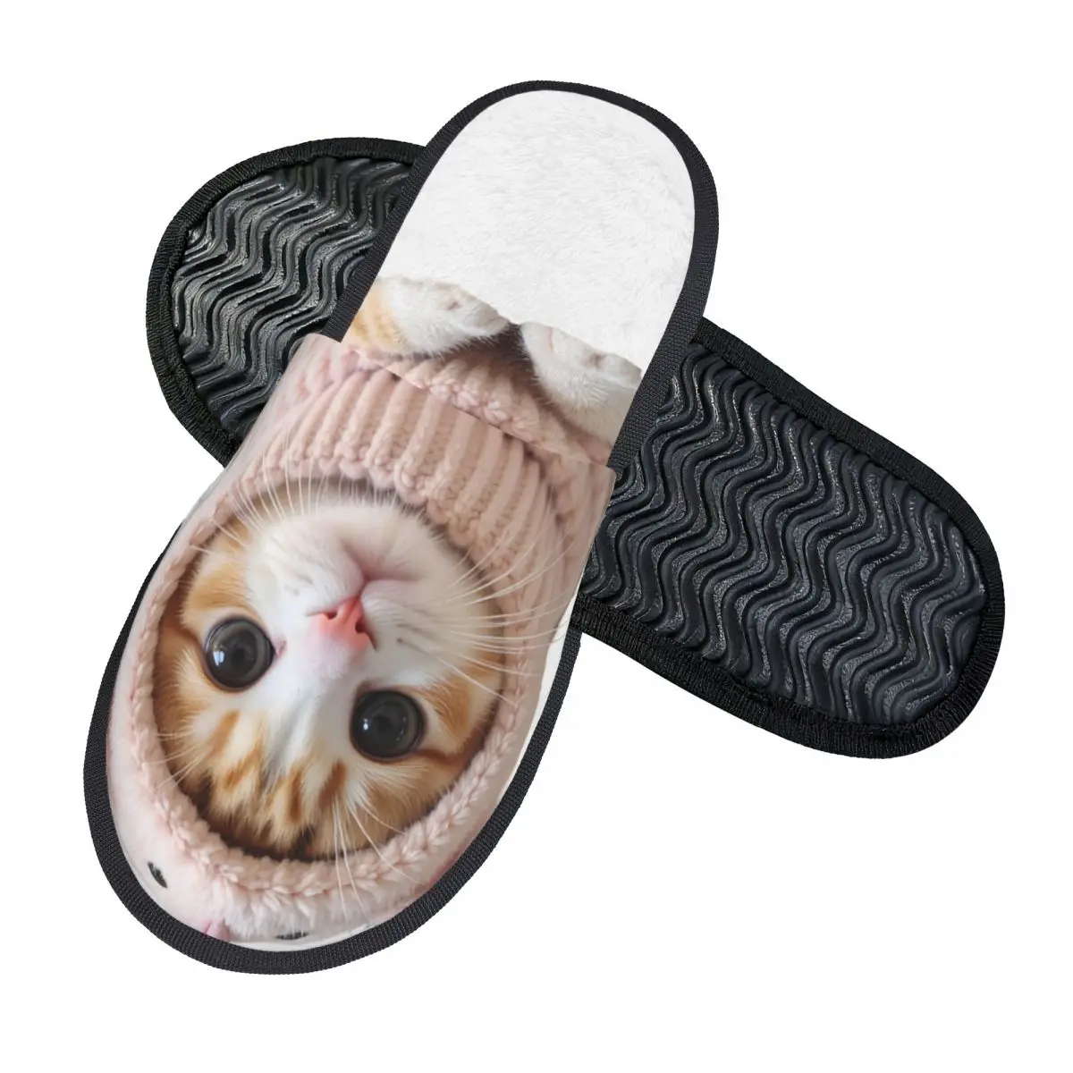 Custom Adorable Kitten Cat Guest Slippers for Hotel Women House Slipper