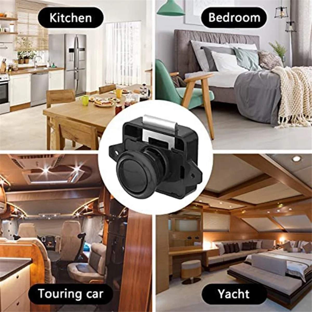 

Y02APack Of 10 Locks, Metal Push Button Door Locks Furniture Locks Cabinet Locks Cabinet Locks Door Locks, Black