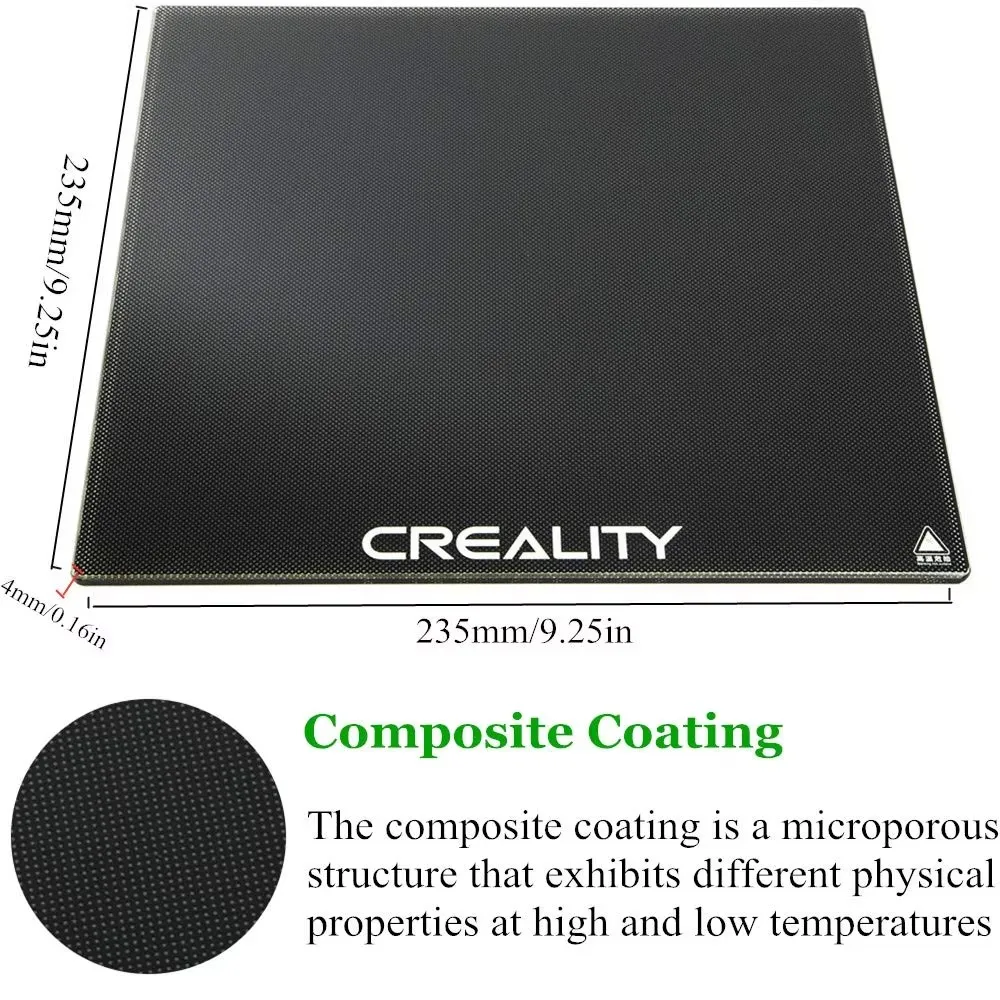 CREALITY For Ender 3 3D Printer Ender-5 Pro/Ender 3V2 Carborundum Glass Bed Platform Plate 235*235*4mm Build Surface Glass Plate
