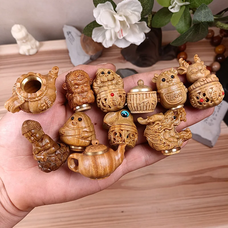 1pc Solid Mini Sandalwood Rescue Pill Case Portable Tablets Storage Sealed Can For Outdoor First Aid Tool Wood Medicine Pill Box