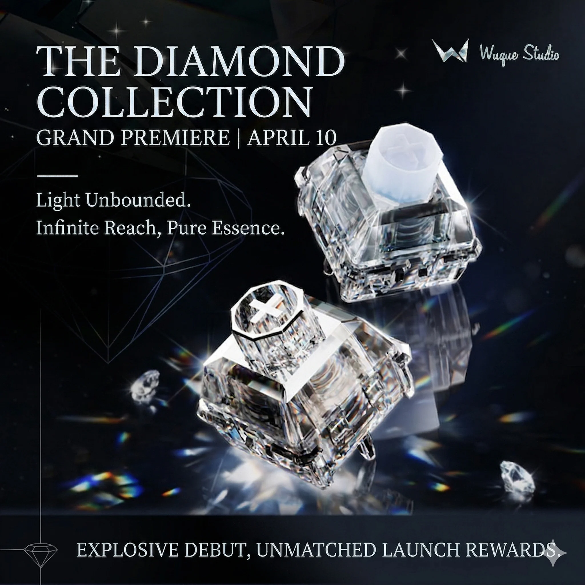 

WS Wuque Studio Babao Diamond Series Magnetic Switch Cullinan & Heart of the Ocean 35gf Linear Hall Effect Switch for Gaming Key