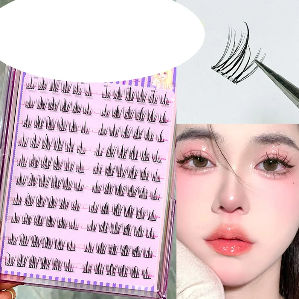 Press on Glue-Free Realistic False Eyelashes No Glue Needed Reusable Segmented Eyelashes Handmade Waterproof