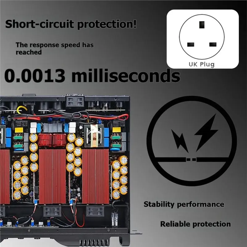 【VALENTINE's DAY】Pro Audio 2X2000w 1U Digital Power Amplifier 2 Channel Class D Stereo Sound System UK Plug