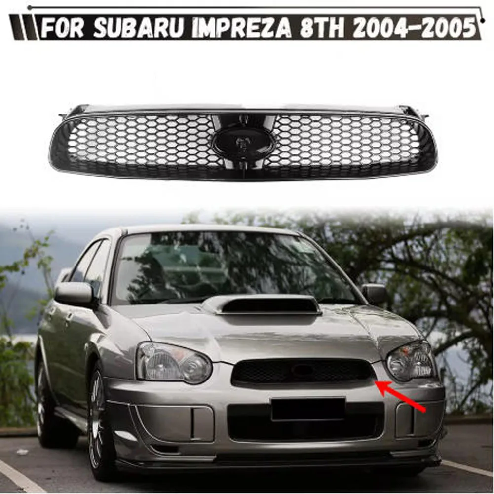 For Subaru Impreza 8th 2004-2005 Front Grille Car Upper Bumper Hood Mesh Grid Racing Grill Body Kits Tuning