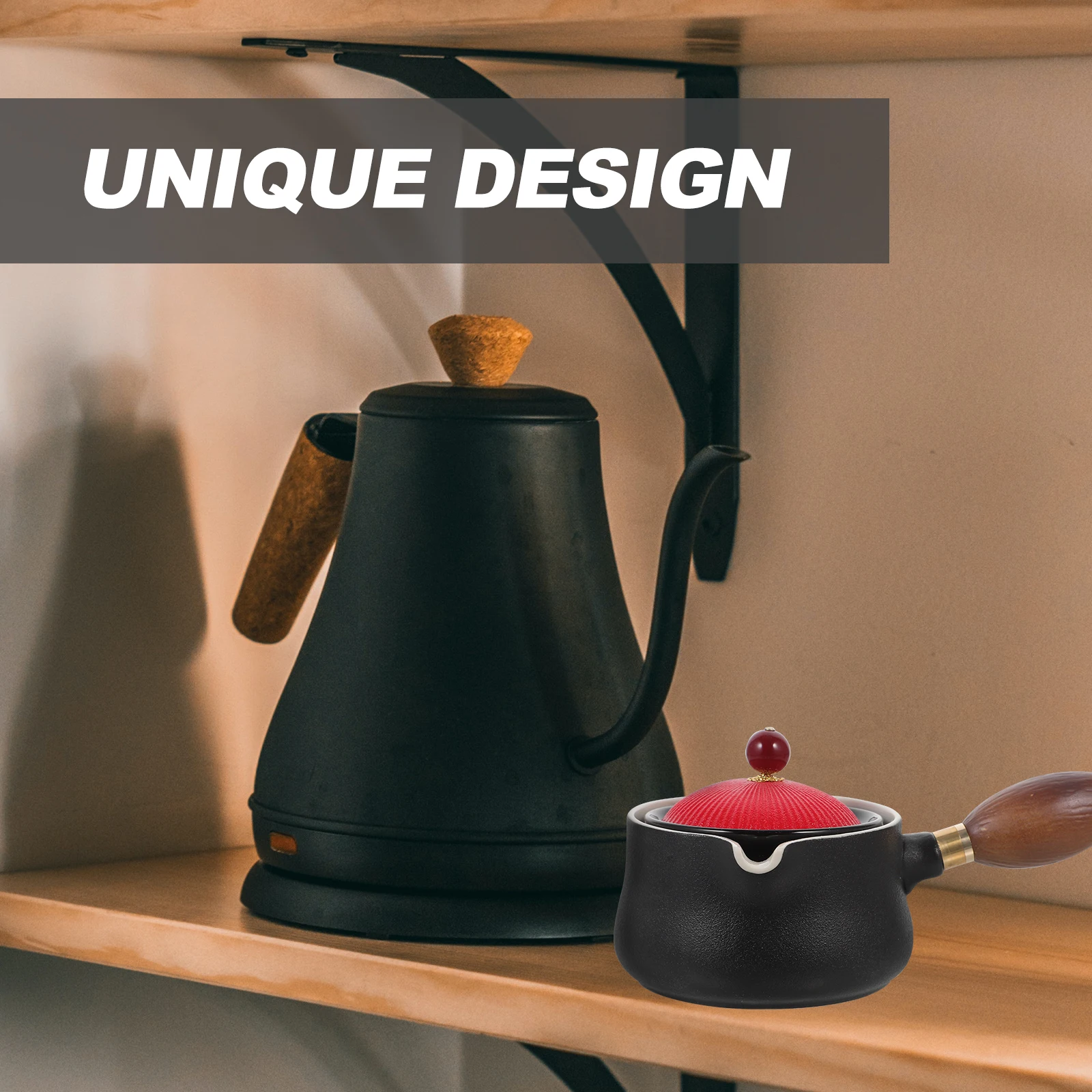 

Side Handle Ceramic Tea Pot Large Capacity Loose Tea Pot 360 Degree Rotation Portable Practical Household Teakettle