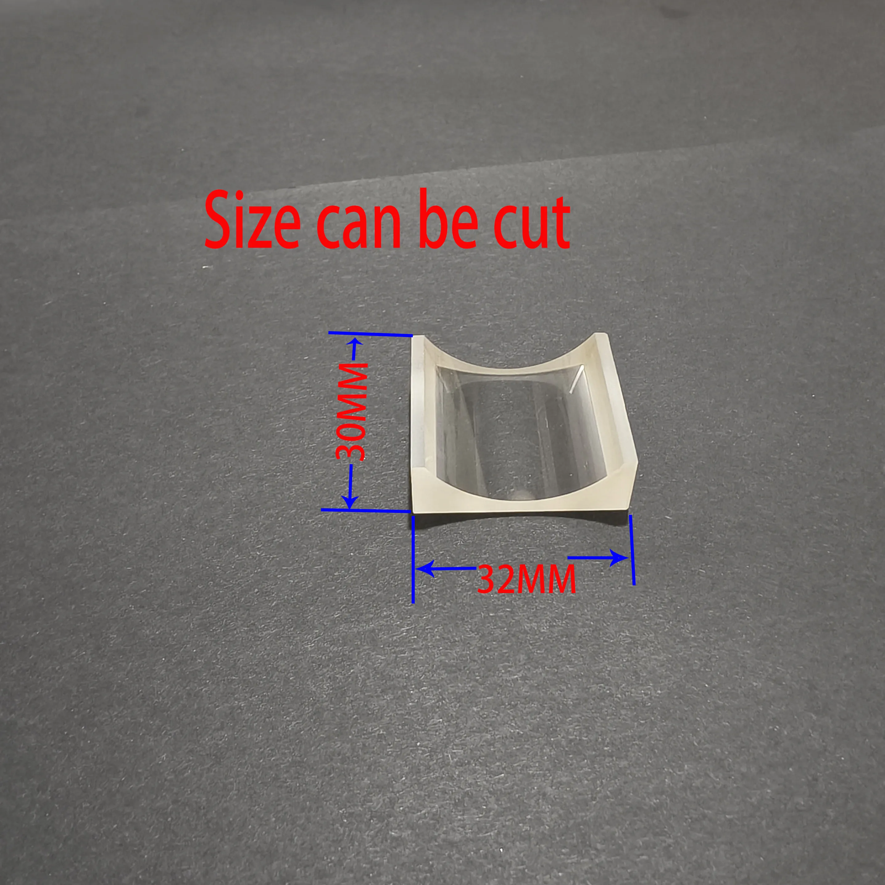 

Optical cylindrical lens, cylindrical mirror, size 32X30MM, focal length -32MM, flat concave cylindrical mirror, part number1287