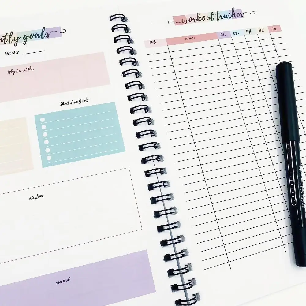12 Month Weight Loss Plan Book Goal Setting Wellness Planner Monthly Planner Progressive Monthly Measurement