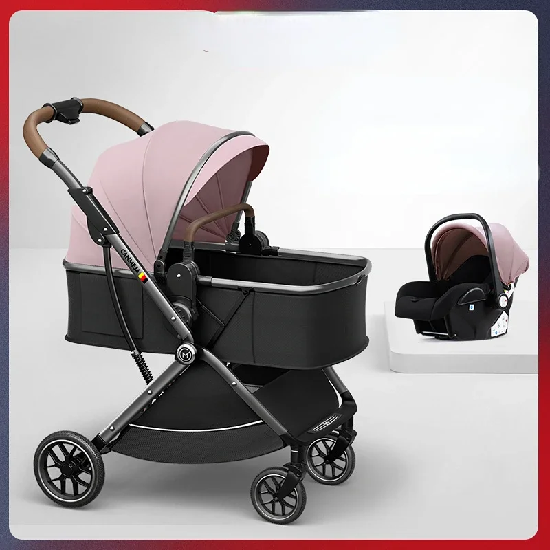 

Two-way lightweight folding four-wheeled Baby Stroller Luxury Can Sit Can Lie Baby carriage Shock absorption Baby Cart