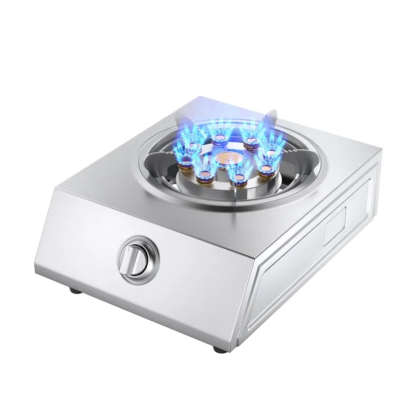 Gas Stove, Household Single Stove Liquefied Gas Stove 5.2kw Nine Guns Fire, Stainless Steel Panel, Easy To Clean Gas Stove