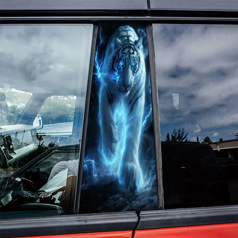 

2 pieces of automotive B-pillar film Thunder White Tiger Glossy material protective film