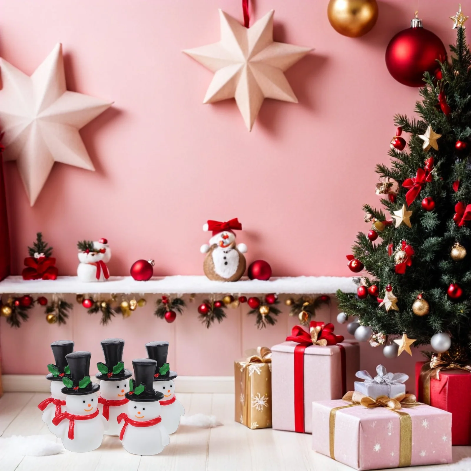 

12Pcs Mini Resin Snowman Decorations Standing Snowman Ornaments DIY Craft Christmas Desktop Decor Mini Resin Figures