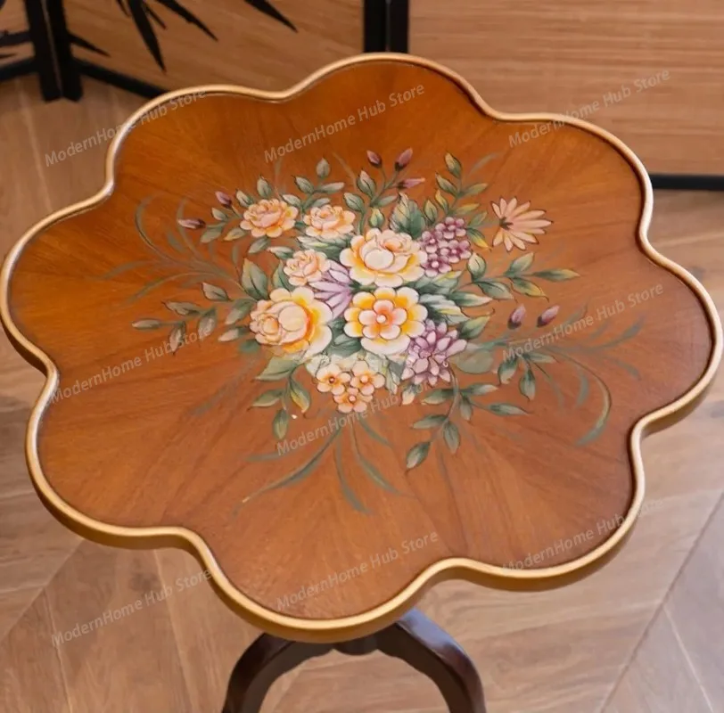 French floral pattern table - creative artistic retro side table for living room and bedroom Living Room Furniture
