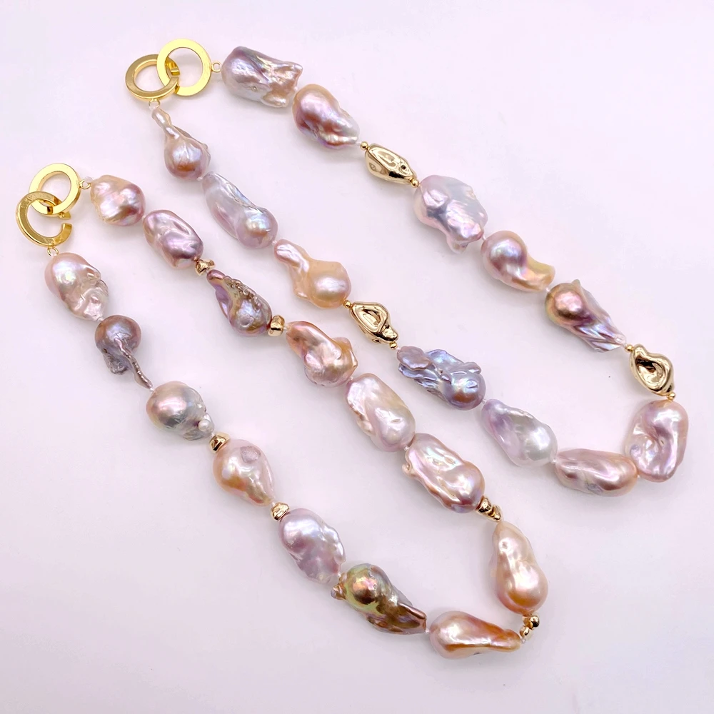Mixed Colorful Colour Large Baroque Pearl Irregular Statement Necklace Flameball Natural Pearls Jewelry Elegant